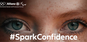 close up of eyes staring at the camera, with the #SparkConfidence tag