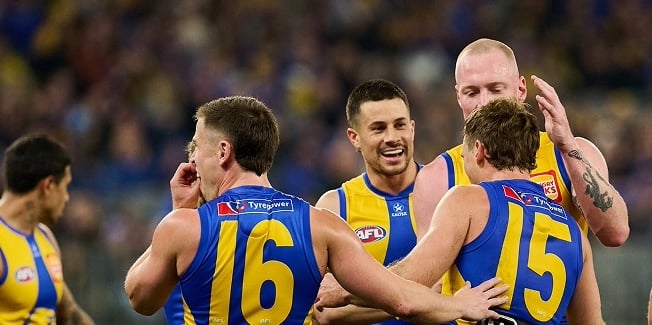 West coast Eagles players celebrating
