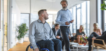 Colleagues chatting in the office