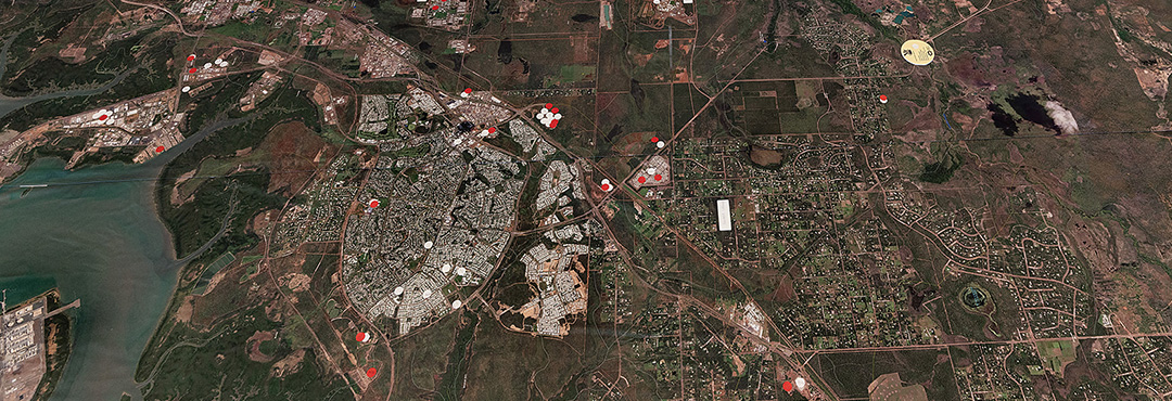 A large map of Darwin covers the floor at the Allianz supported Darwin Big Map session run by Disaster Relief Australia.