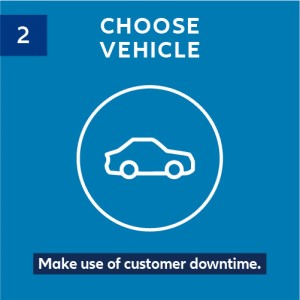 2 Choose Vehicle. Make use of customer downtime.