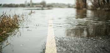 A flooded road.