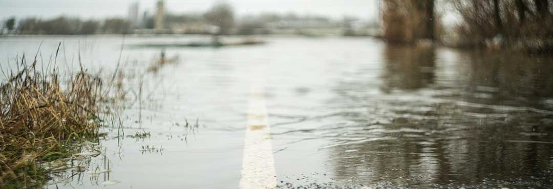 A flooded road