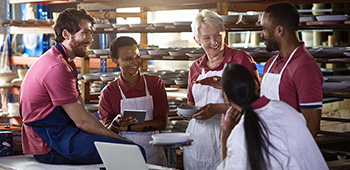 Workers having a meeting