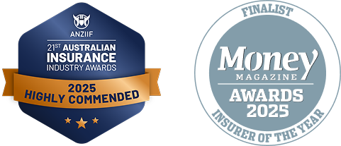 Australian Insurance Industry Awards ANZIIF Highly Commended 2025 badge and Money magazine Award badge
