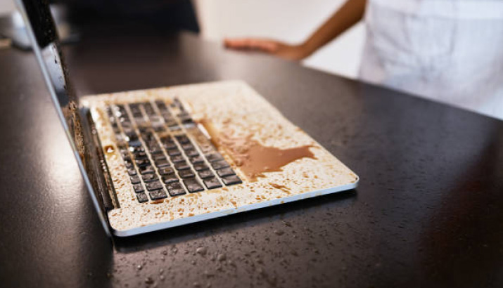 Coffee spilt on laptop