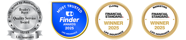 Reader's Digest - Quality Service award 2026 Life Insurance, Finder Awards 2025 - Most trusted Life Insurance, Financial standard 2025 - Claims winner for Life insurance and Marketing winner for Life Insurance.