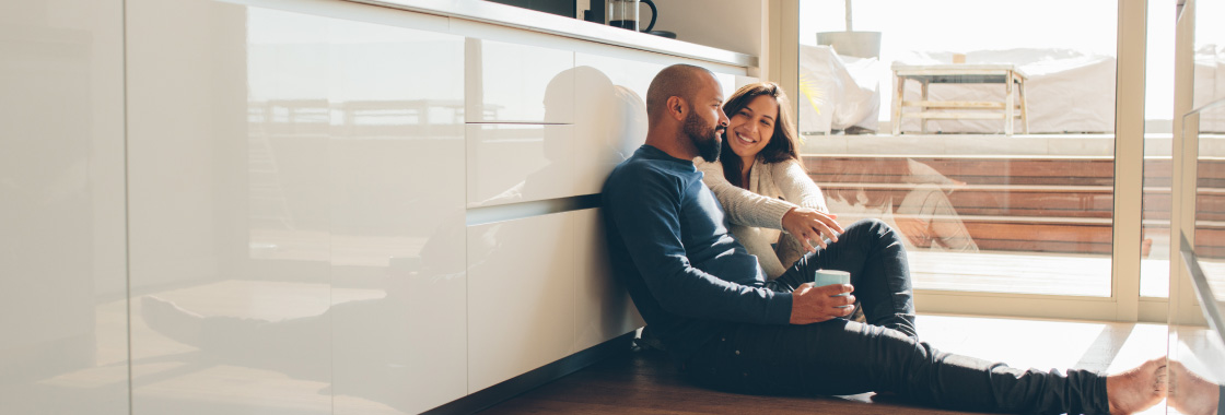 couple in kitchen at home