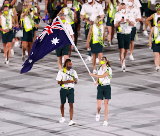 The Australian team in the Olympics opening ceremony
