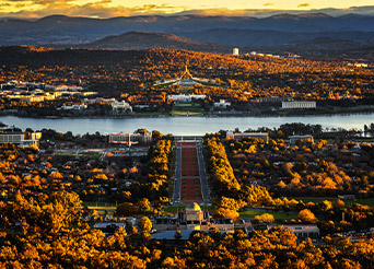 Aerial shot of Canberra