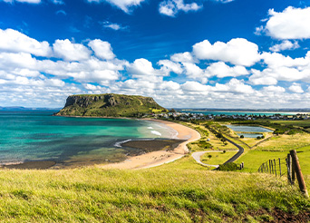 Arial shot of the Tasmanian coastline