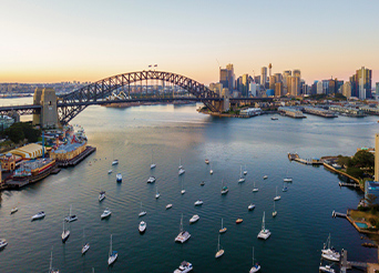 Arial shot of Sydney harbour