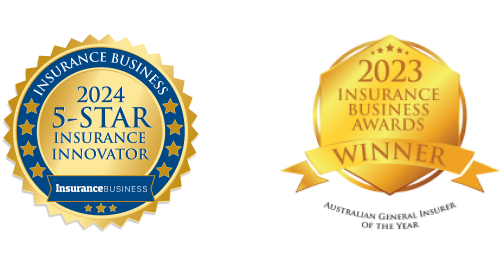 Insurance Business Awards ‘Insurance Business 5-star Insurance Innovators 2024’ badge and 2023 Insurance Business Awards Winner ‘Australian General Insurer of the Year’ badge